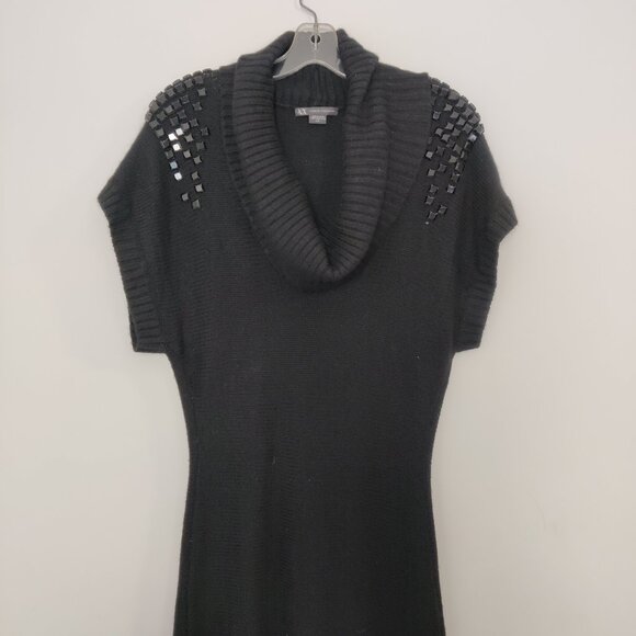 A/X Armani Exchange Women's Sweater Dress Size L Black Embellished Y2K Knitwear - Picture 1 of 8